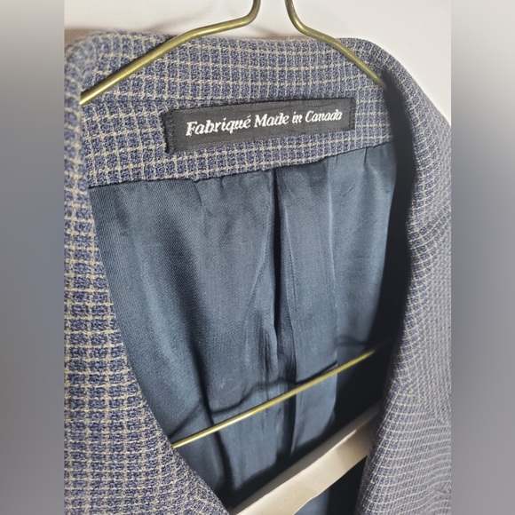 Jones New York 100% Wool Tweed Mens Graph Check Plaid Windowpane Tall Blazer 46L - Picture 3 of 8